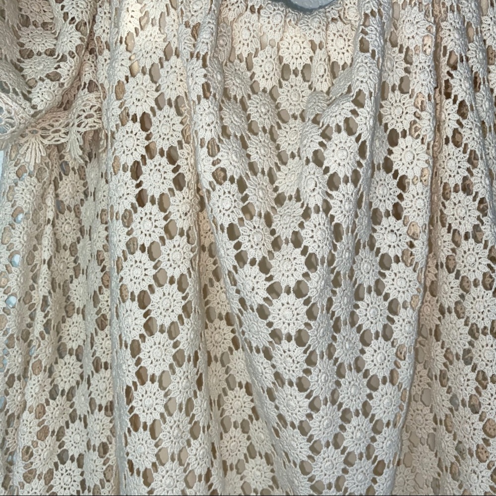 Tularosa Crochet Ditzy Floral Lace Off Shoulder Trapeze Dress - Picture 6 of 9